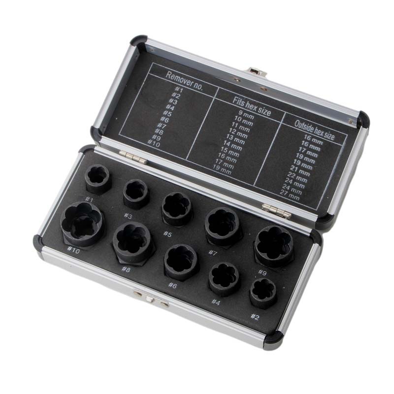 10件套铝盒套装 破损螺母螺栓取出器套头 六角螺丝厂家断丝取出器