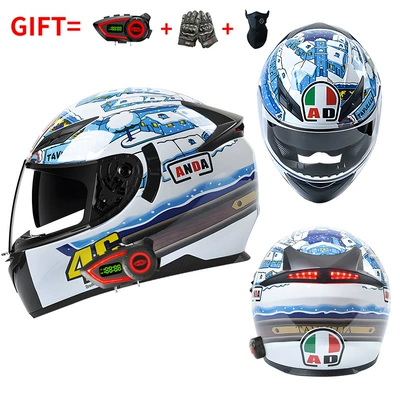Motosiklet kaskı (dəbilqə) — Safe for Men and Women - bluetooth-model-snow-house-hd-mirror-m55-56-head-circumference