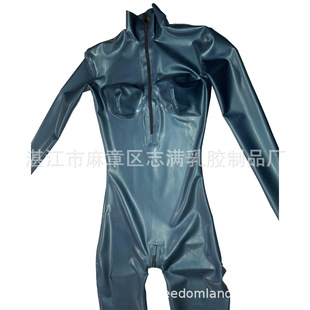 马来西亚进口乳胶衣金属暗夜蓝色连体全包紧身男女cos胶衣-阿里巴巴