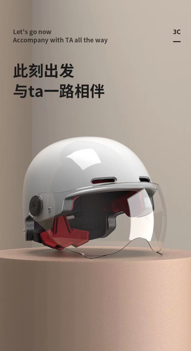 Helmet 3C certified, summer sun protection, comfortable and safe helmet for men and women, suitable for electric motorcycles, all-season riding half helmet