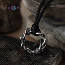 项链男荆棘吊坠简约皮革欧美跨境百搭嘻哈配饰女复古朋克新款饰品
