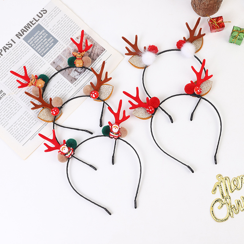 Christmas headbands, Christmas deer antler hairpins, holiday Santa Claus children's headbands, headband accessories