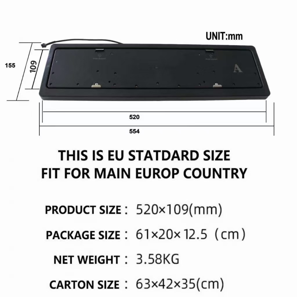 European standard license plate frame for electric vehicles, European standard modified flip-up license plate holder for Russia and Ukraine, license plate number protection