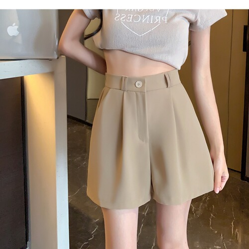Slim Fit Wide Leg Shorts for Petite Women, Stylish 23 Women's Suit Shorts, Summer High-Waisted Loose Season, Slimming