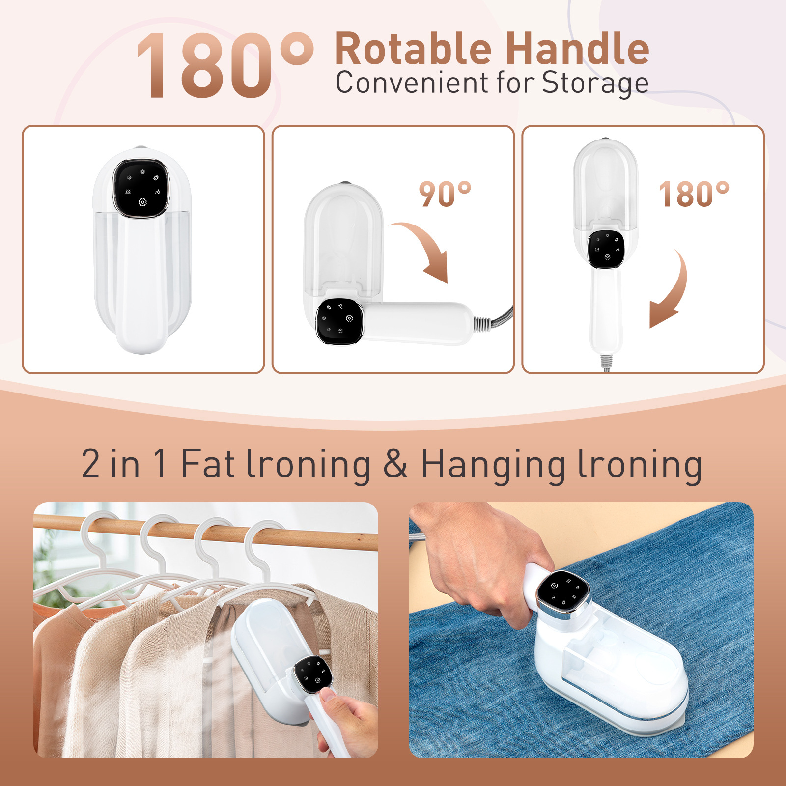 Handheld Garment Steamer Electric Iron With Detachable Water Tank_voghion.com