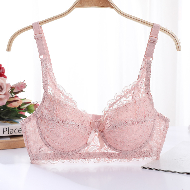 Gran tamaño sin esponja sujetador de mujer ajustable gran taza de encaje sexy delgado gran pecho pequeño ropa interior anti-caída image 12