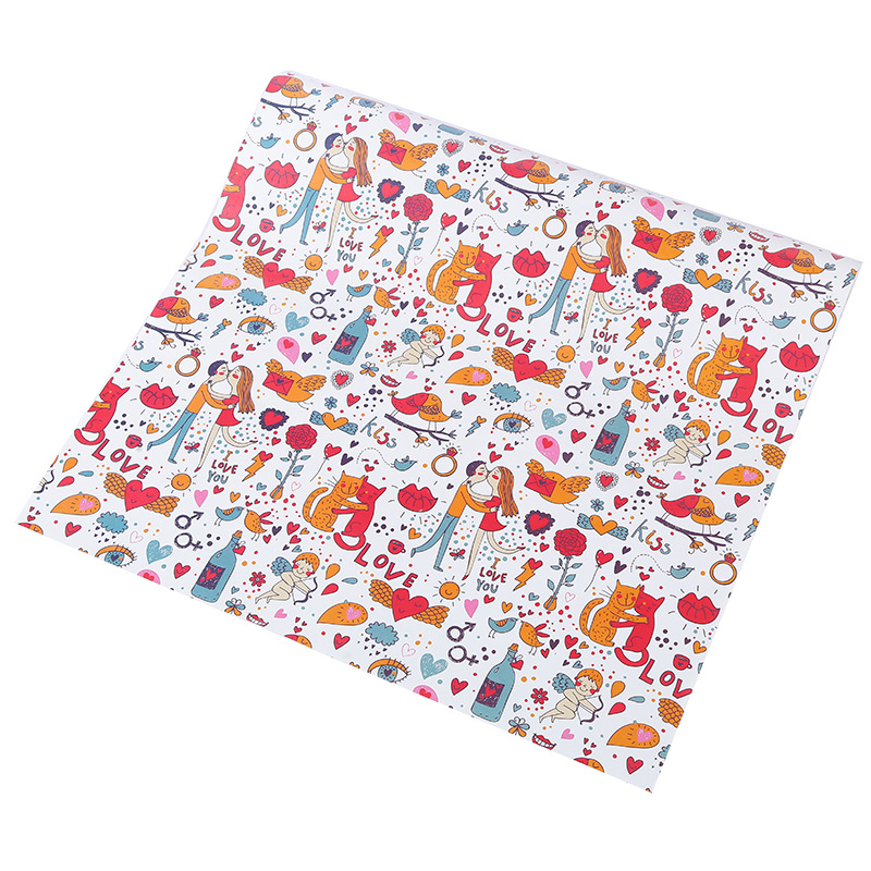 Papel de regalo para comercio exterior transfronterizo, papel de embalaje impreso para días festivos, San Valentín, Año Nuevo, venta al por mayor, estilo pintado a mano