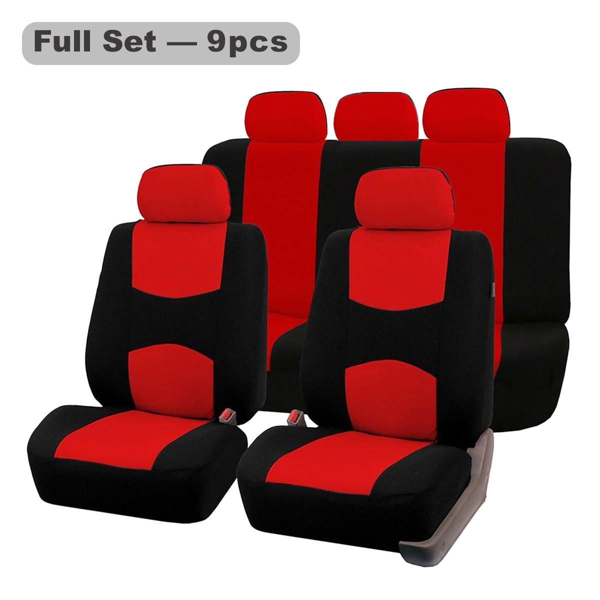 General polyester cloth car seat cover 9 sets_voghion.com