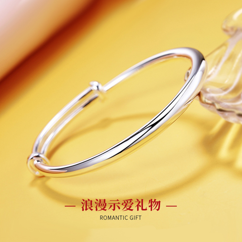 999 pulsera de plata simple mujer brillante estómago sólido empuje pulsera de moda joyería de regalo universal