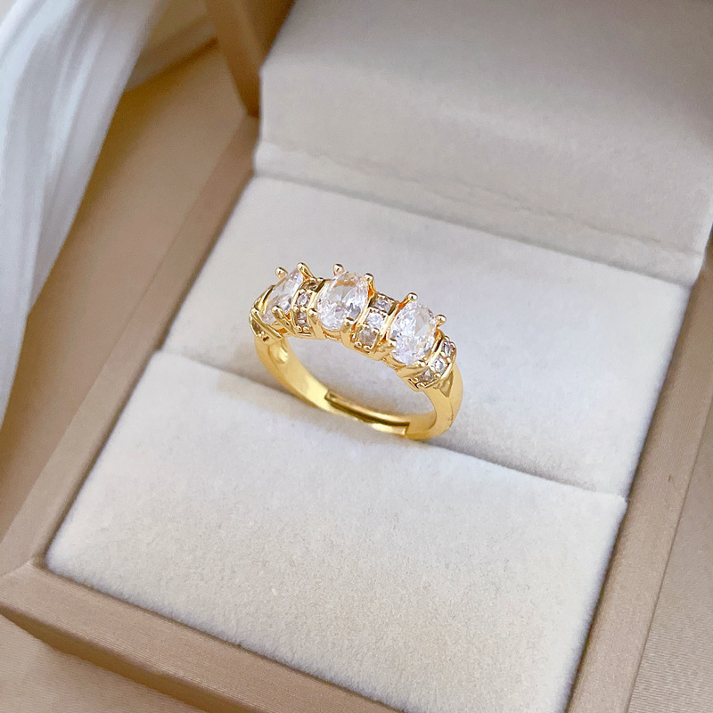Adjustable Luxury Full Diamond Ring For Couples Silver Plated_voghion.com