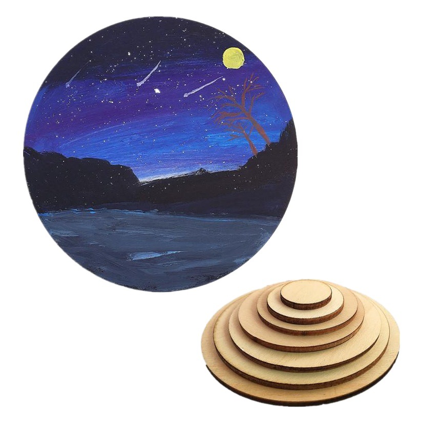 10CM Laser DIY Cross-border Unfinished Round Wood Pieces Poplar Wood Pieces Hand Painting Decoration Blank Hanging Double Clear Board