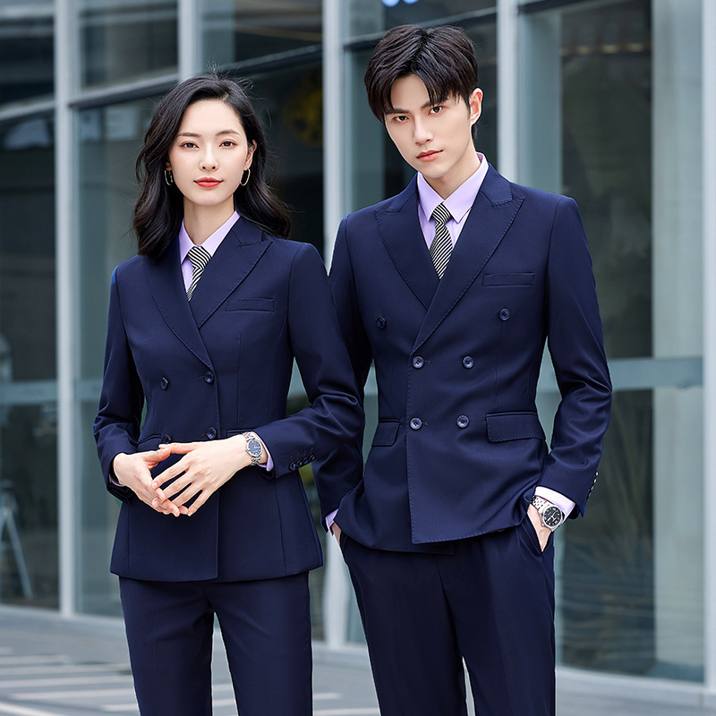 Unisex Double-Breasted Suit Set, Stylish New Suit, Lawyer Professional Attire, Art Exam Broadcasting Suit, Formal Wear