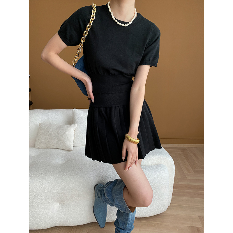 司南摩登学院风针织衫开衫半身裙三件套装秋冬新款