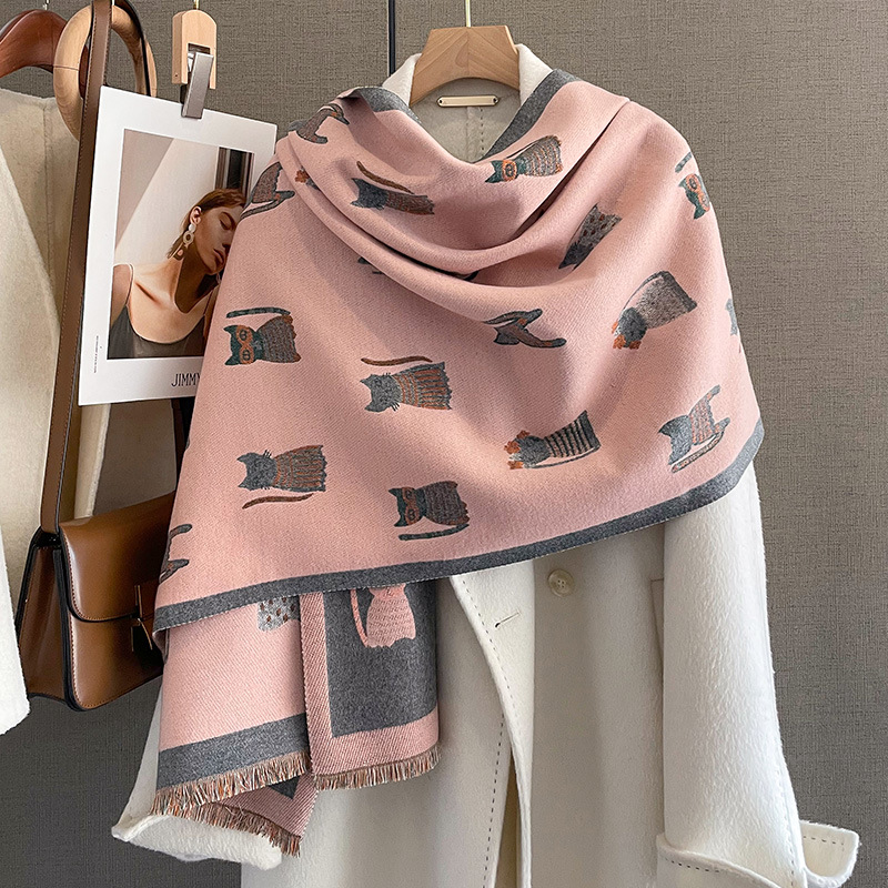 Imitation cashmere Material Women's Basic Color Block Imitation Cashmere Printing Scarf