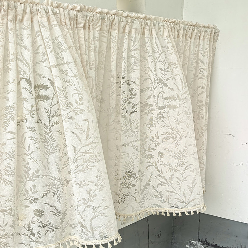 Lace Kitchen No-Drill Blackout Short Curtain Half Curtain Door Curtain Window Curtain Sheer Curtain with Magic Tape for Blocking Light, Half Curtain for Bay Window