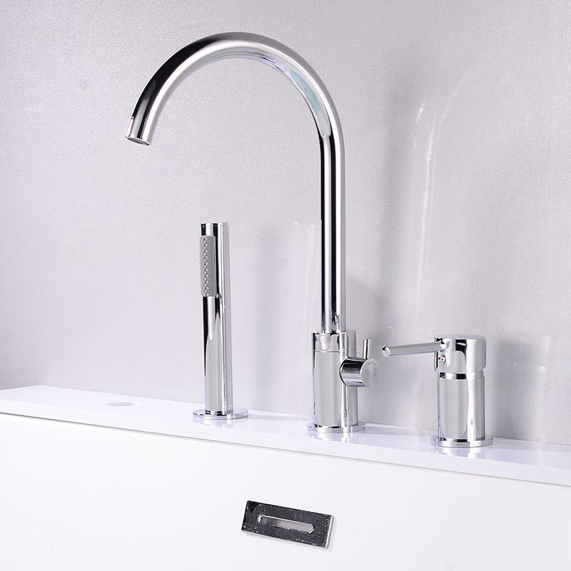 All-copper gun, grey bathtub faucet, side-mounted split hot and cold water faucet, three-piece set, bathroom showerhead, rotatable undefined