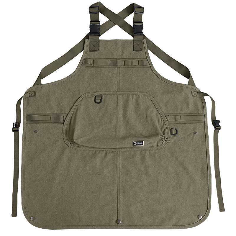 Nuevo delantal de lona gruesa transfronterizo de alto valor de bolsillo herramientas delantal japonés logotipo personalizado vestido de corte de pelo