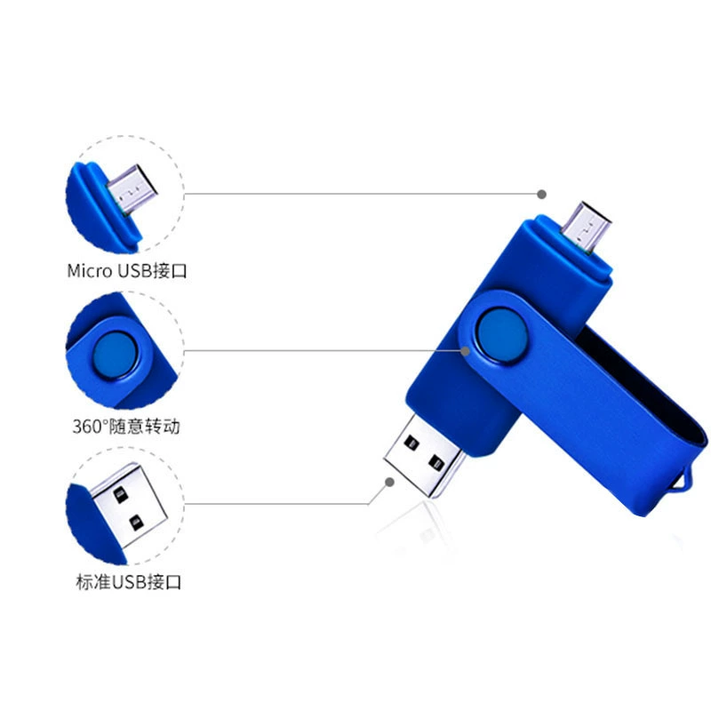 USB-флешка для мобильного телефона 64 ГБ, двойного назначения для Android и компьютера, 32/16/8 ГБ, большой объем памяти, USB-флешка с двойным интерфейсом OTG, микро-металлическая.