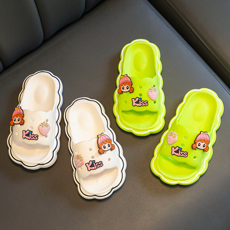 Zapatillas de padres e hijos de dibujos animados de verano para niñas nuevas zapatillas antideslizantes de Interior de fondo suave para niños en casa