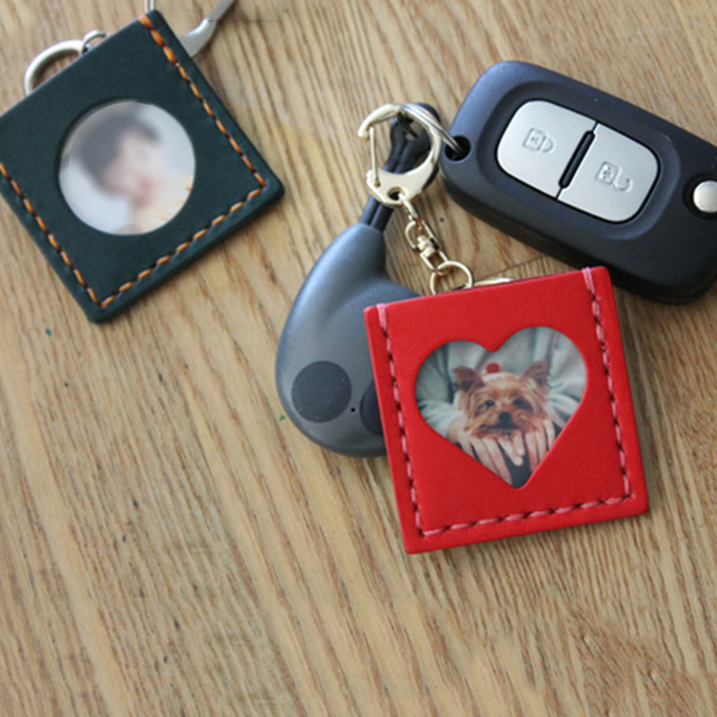 한국 패션 OL 가죽 앨범 펜던트 커플 여자 친구 큰 머리 사진 키 체인 애완 동물 미니 사진 홀더