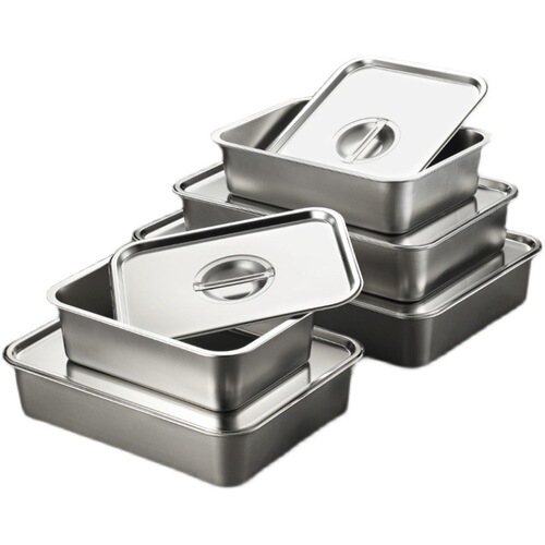 BB4C wholesale stainless steel square tray rectangular tray deepened square basin box with lid thickened flat tray supplier