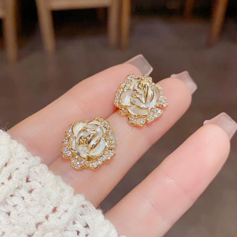 Серебряная игла, цирконий, горный чай, модные серьги, образец серебро 925, стиль высокого качества, стиль лёгкой роскоши, оптовая