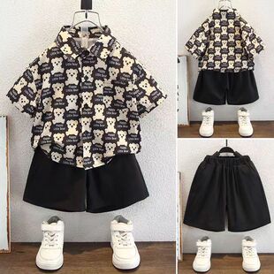Boys' Summer suit Han Fan Western Style New Children's Summer Short-sleeved Shirt Thin Handsome Baby Casual Clothes