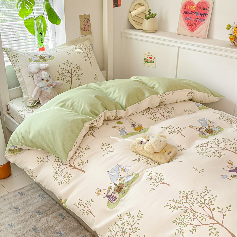 Ropa de cama de tres piezas de algodón para dormitorio de estudiantes universitarios, ropa de cama de algodón, funda de edredón, colchón de seis piezas, bolso de check-in