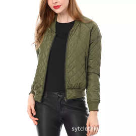 夹棉短外套来样定做棉衣亚马逊外贸女衍缝棉服修身显瘦修身型