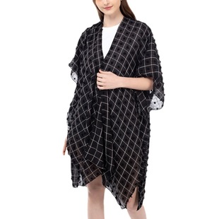 Summer new sunscreen shawl black mesh Long Beach cover women's thin Bali yarn net sunscreen shawl
