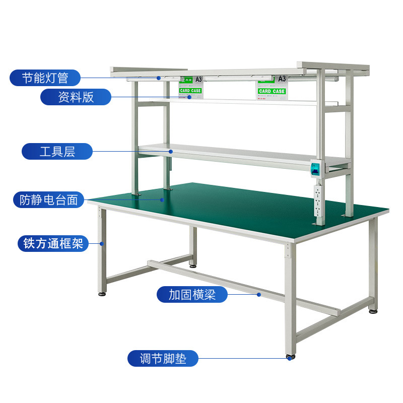 帯電防止作業台 鉄角パイプ塗装 両面作業台 作業場作業台 帯電防止梱包台 梱包台|undefined