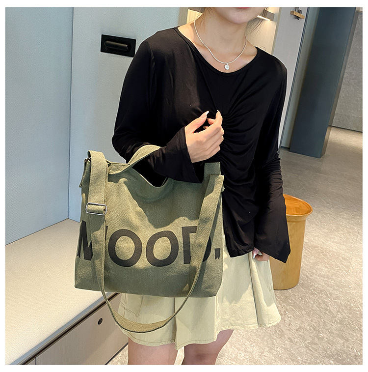 Canvas bag, large-capacity crossbody, ins Korean version student tote bag, single-shoulder girls' tutorial bag, hand-held shopping bag undefined