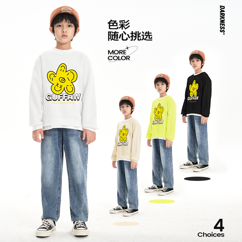 DK children's clothing Amazon cross-border trade autumn print crew neck sweatshirt for boys and girls, loose top