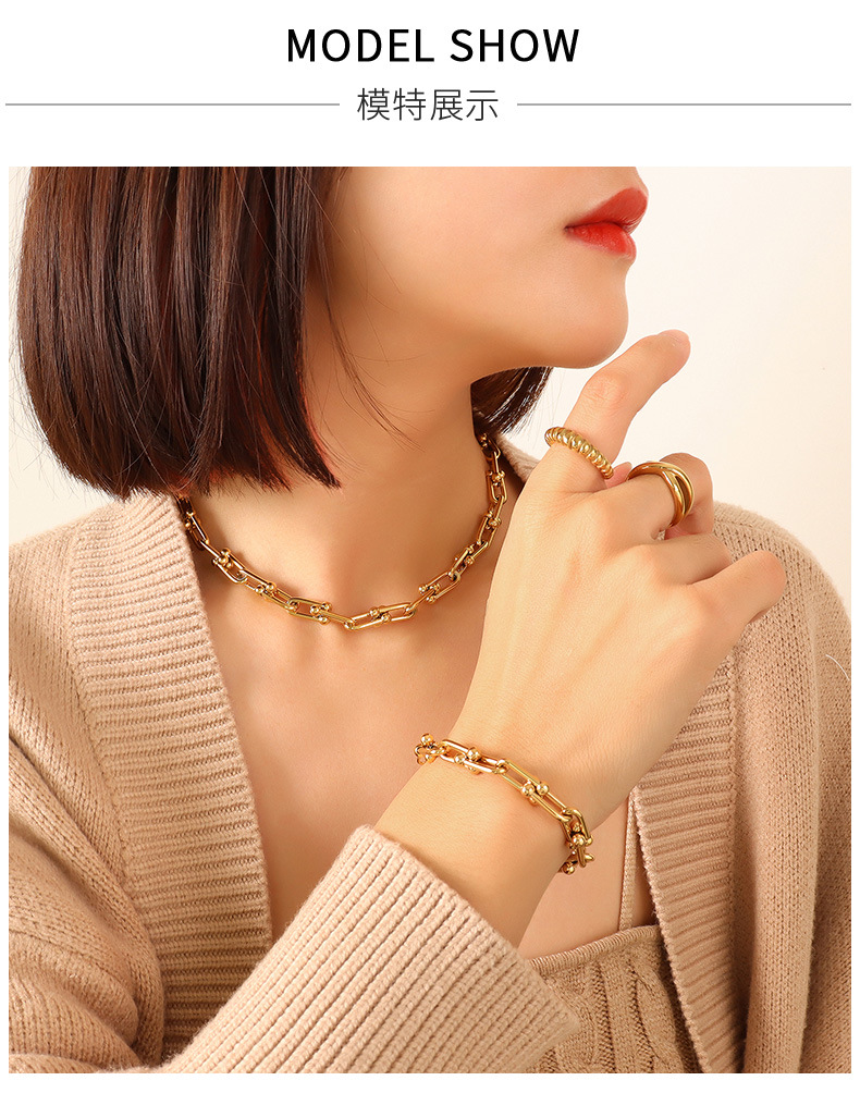 fashion U-shaped buckle bracelet necklace titanium steel Korean jewelry