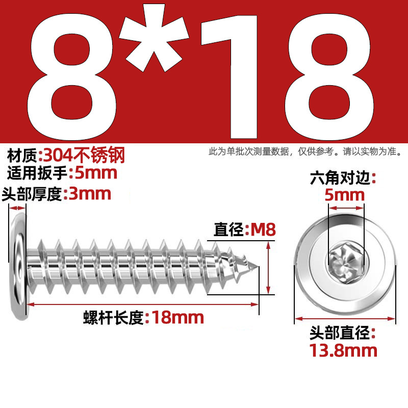 黑色304不锈钢倒边内六角自攻螺钉大平头薄头家具螺丝M2M3M4M5-M8|undefined