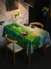 梵高油画桌布防水防烫欧式简约桌巾家用酒店台布盖布桌垫绿色麦田