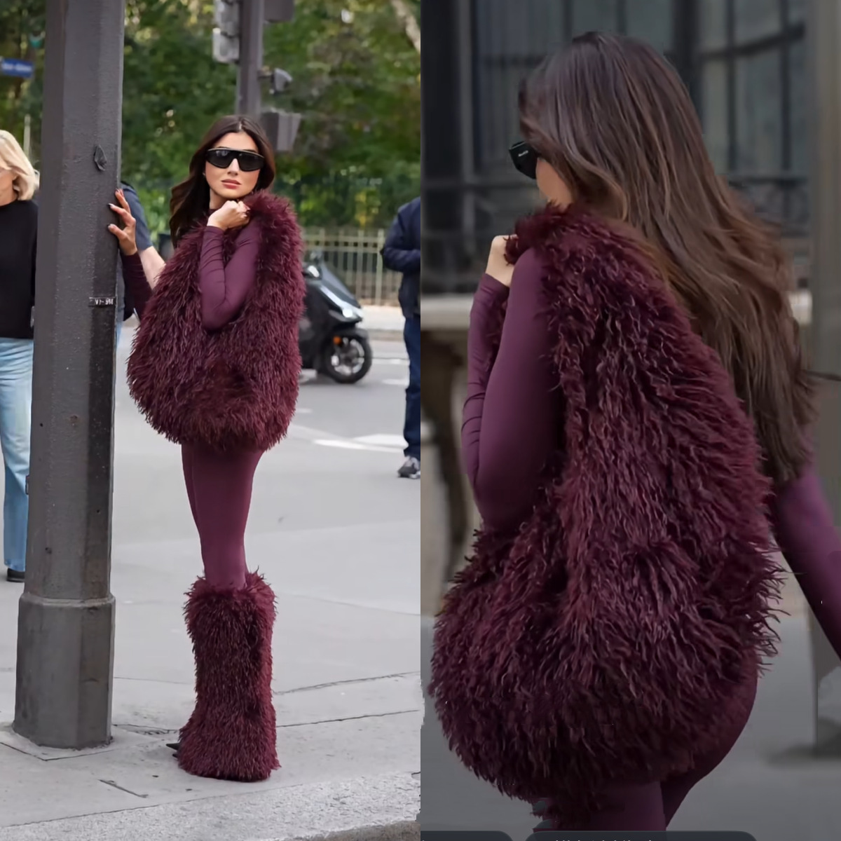 25 Cross-Border European and American Bloggers' Same Style Plush Large-Capacity Imitation Sheep Wool Triangle Bag Shoulder Bag Hobo Bag5123