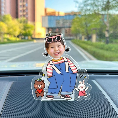 Car ornaments — diy shake car couple - vehicle-mounted-solar-battery-dual-use-model-single-person-shaking-head-f58-model