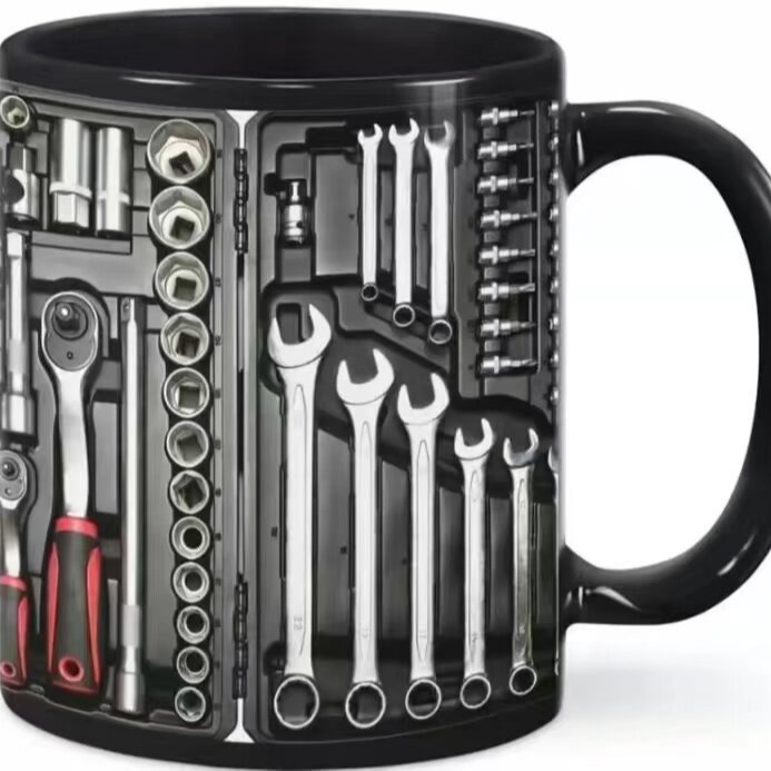 Nueva caja de herramientas de cerámica marca de café taza mecánico caja de herramientas conjunto regalo de cumpleaños para amigos