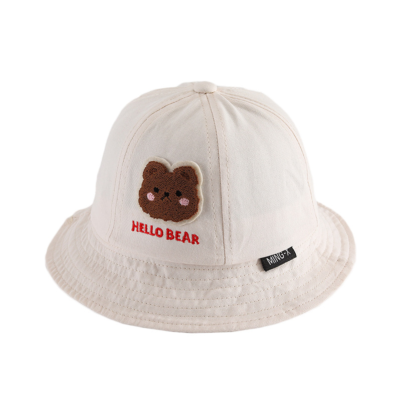 Sombrero de bebé primavera y otoño delgado lindo oso de dibujos animados sombrero pescador para niños y niñas sombrero de verano de protección solar marea