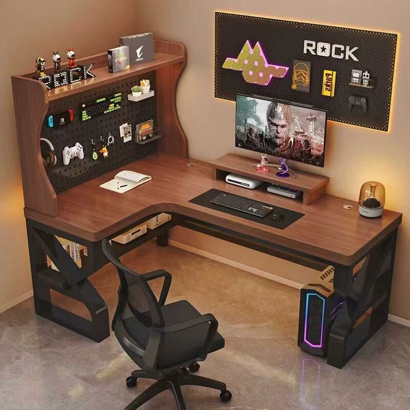 Solid wood corner desktop computer desk 30CM home office desk corner desk gaming desk bookshelf student desk with integrated shelves Solid wood corner desktop computer desk 30CM home office desk corner desk gaming desk bookshelf student desk with integrated shelves