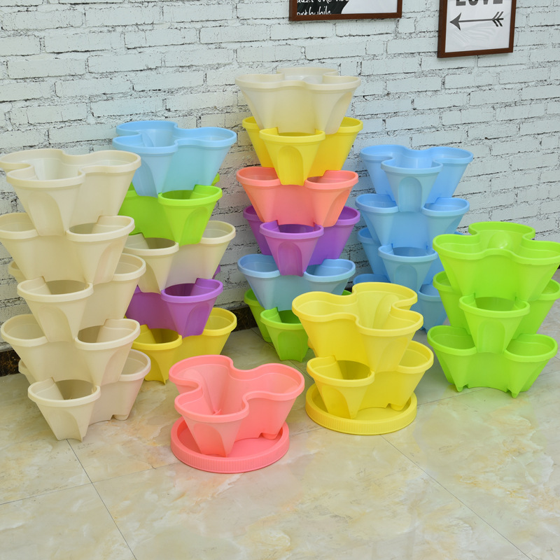 立体植栽ポット 多層クリエイティブ植木鉢 特大プラスチック植栽箱 イチゴ鉢植えポット 家庭用ベランダ|undefined