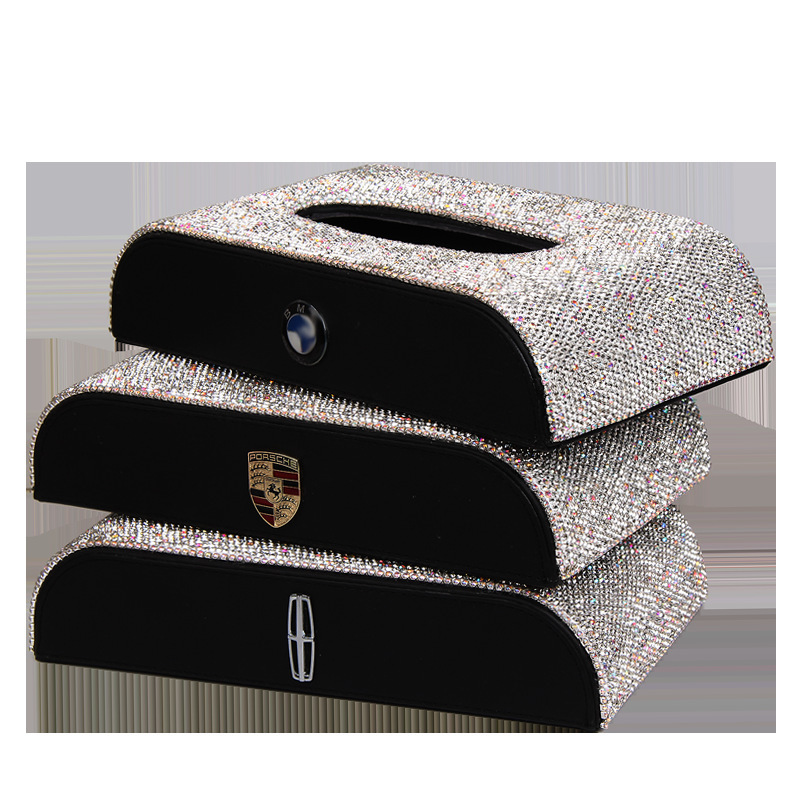 [Nuevo producto de esta temporada] Productos automotrices sala de transmisión directa caja de toallas caliente montada en automóviles con diamantes caja de extracción de automóviles logotipo para el hogar image 5
