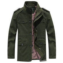 跨境洗水夹克男士全棉大码春季秋季款中长风衣外套立领亚马逊爆款