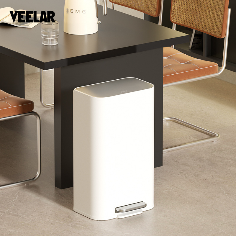 Veelar Kitchen-Specific Trash Can for Home Use, Extra-Large Capacity, Suitable for Living Room and Bathroom, High Aesthetic Value, Light Luxury, High-End
