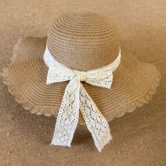新しい女性の通気性のある日よけ麦わら帽子甘いレースのリボン日よけ帽子休暇旅行無地ビーチハット