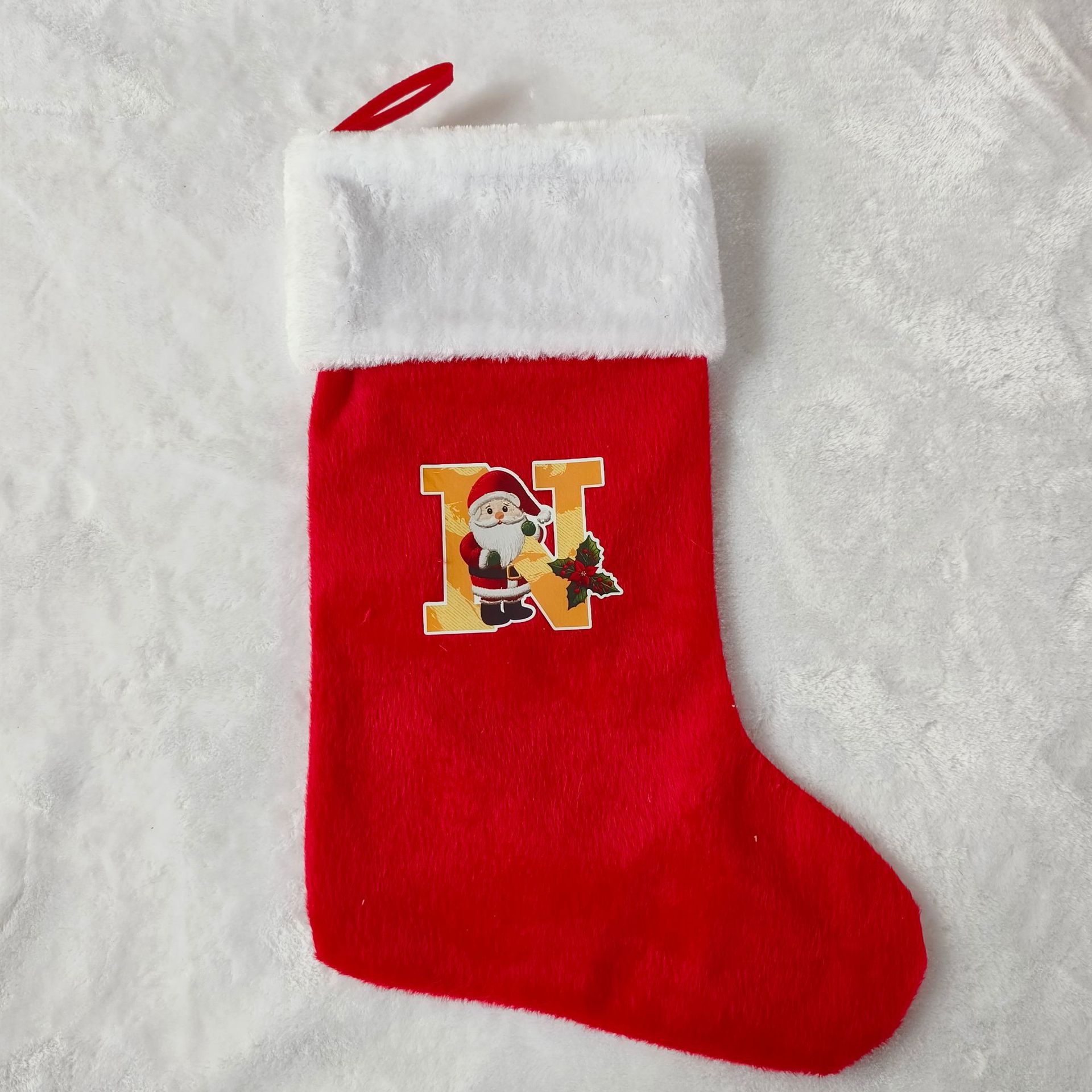 letras transfronterizas calcetines de Navidad encantadores y divertidos letras inglesas calcetines de Navidad creativas letras de Santa Claus