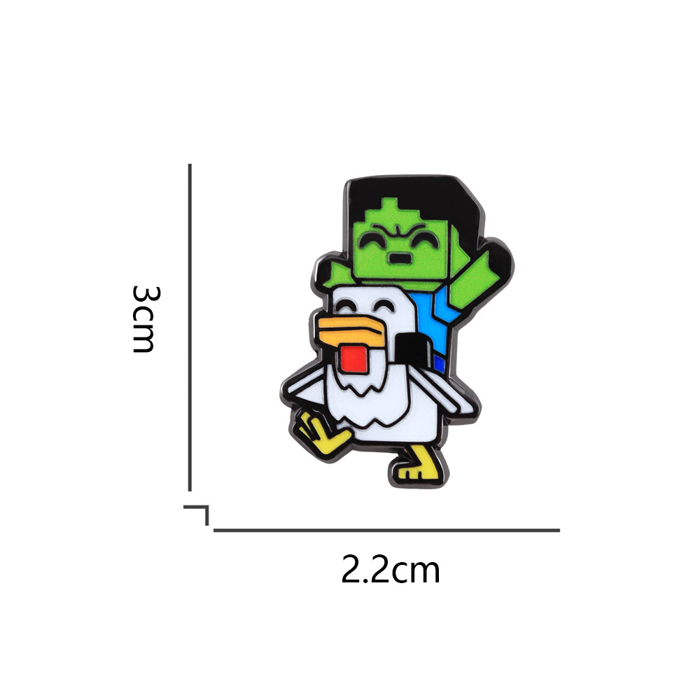 Minecraft Enamel Pin Cute Zombie Chicken Knight Badge Game Character Brooch Fun Player Gift
