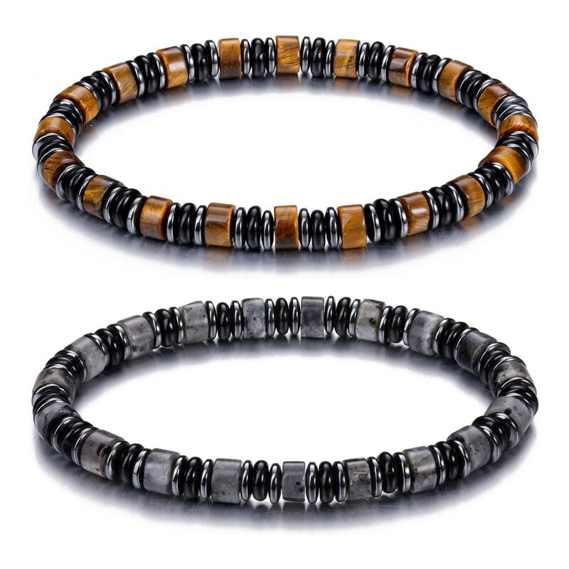 Cross-border best-selling obsidian men's bracelet, bohemian style, simple and versatile, natural tiger eye stone, light luxury high-end accessory