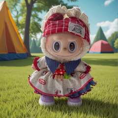17cmラブブ第一世代と第二世代の着用可能なベビー服、LABUBUペンダント人形、着用可能なベビー服スーツ